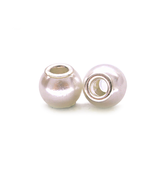 Perla agujero grande,pastel (2 piezas) 10x12 mm - Rosado claro